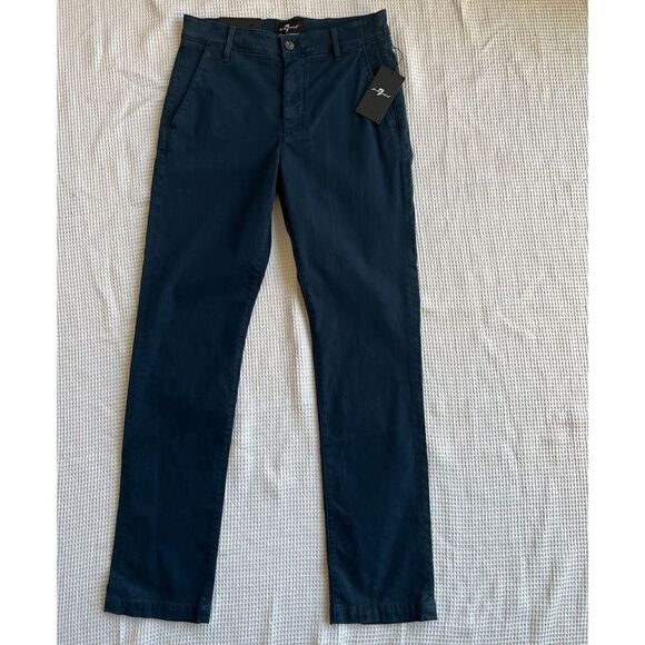 NWT 7 for All Mankind Men’s LUXE PERFORMANCE SLIMMY CHINO IN SATEEN NAVY sz 28 - Picture 9 of 11